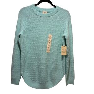 St Johns Bay Womens Mint Green Textured Knit Sweater Crew Neck Long Sleeve XS
